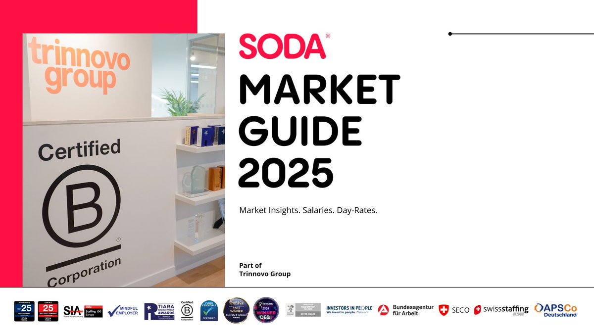 🚀 Our 2025 Market Guide &amp; Salary Survey is live — free to download!

✅ Pay insights: Software, Data, Cloud, Infra, DevOps &amp; GTM
✅ Markets: UK, CH, IE, DE &amp; US
✅ Data from 400K+ Tech pros

👉trustinsoda.com/blog/download-…

#TechSalaries #Hiring #TechCareers