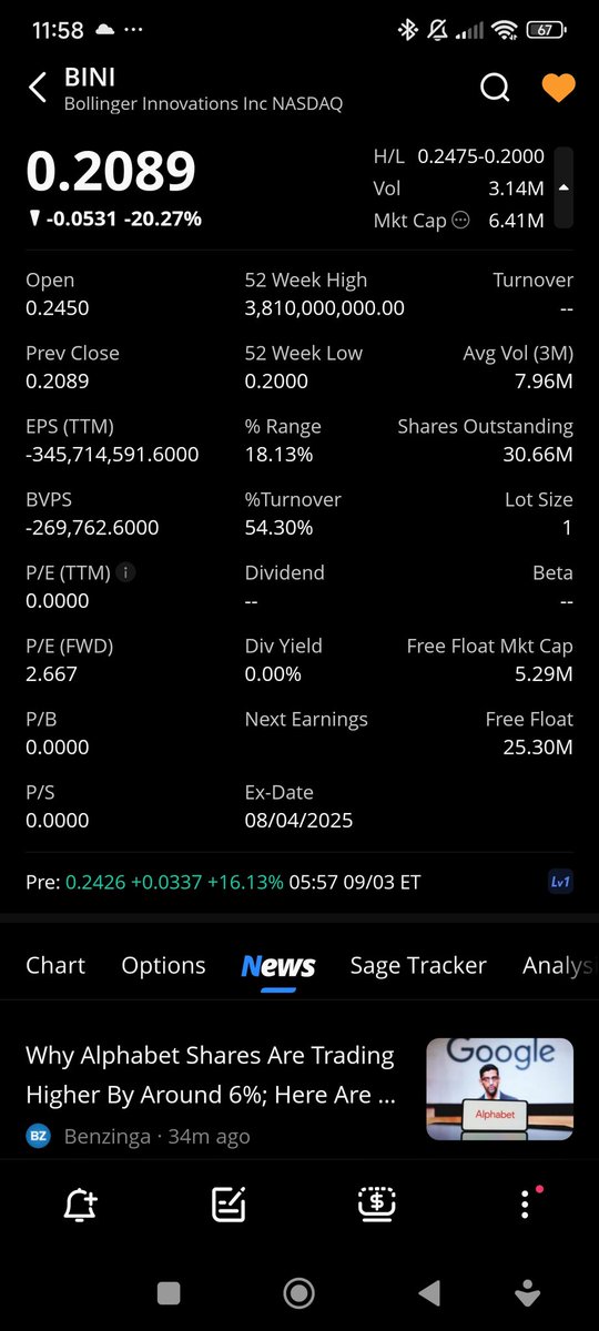 $BINI today  30.66 M shares Out