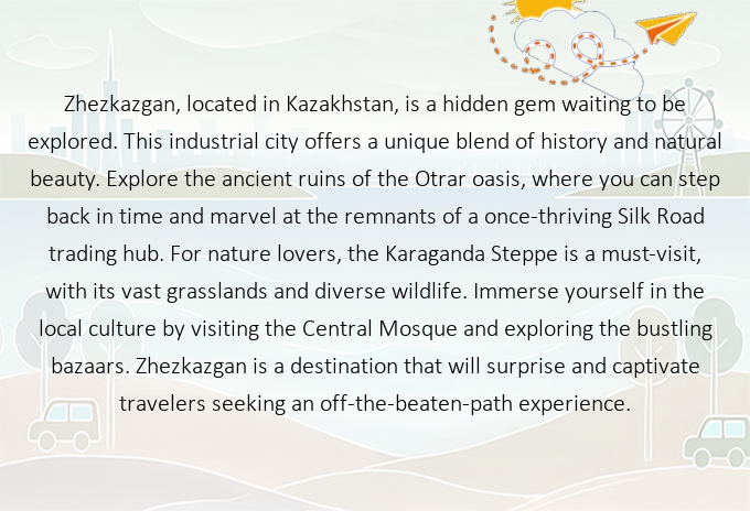 EclecticFlights's tweet image. Discover the Paradise of Zhezkazgan, Kazakstan: Your Next Unforgettable Getaway Awaits! Ready to explore? Find cheap flights there now! ✈️ fly.eclectic.flights/flights/flight… #Zhezkazgan #Kazakstan #FlyEclectic #TravelWithUs #NewAdventures