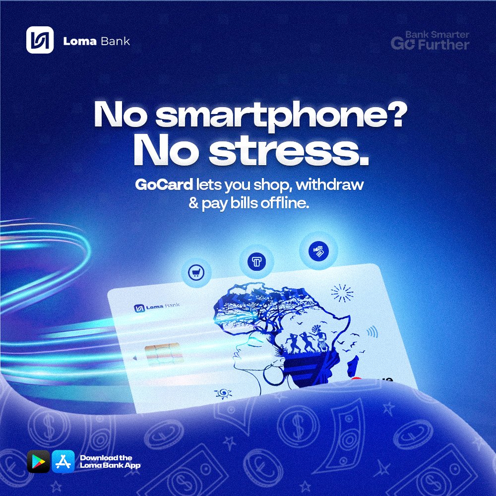 Bank without a smartphone 💳
Shop. Withdraw. Pay bills.
Accessible banking for everyone.
Get your #GoCard today.