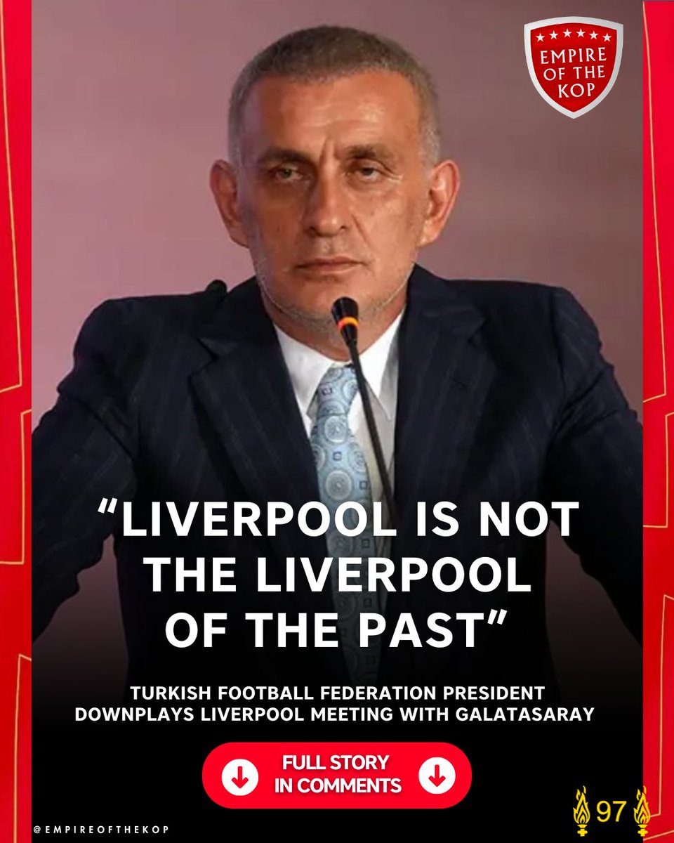 Some bold comments from the Turkish Football Federation President, Ibrahim Haciosmanoglu, on #LFC 🗣️

“Liverpool is not the old Liverpool.”

“Galatasaray had a good draw. I believe they will qualify from the group… there is Liverpool, but Liverpool is not the Liverpool of the