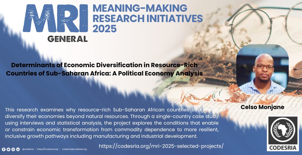 CODESRIA's tweet photo. 🌍 Why do resource-rich African countries struggle to diversify?
This study explores the political economy of commodities, growth, & reform.
From boom to blueprint—how to build more inclusive economies.
#EconomicDiversification #Africa #ResourceCurse #DevelopmentPolicy #Industry https://t.co/ECvGYCOdgP