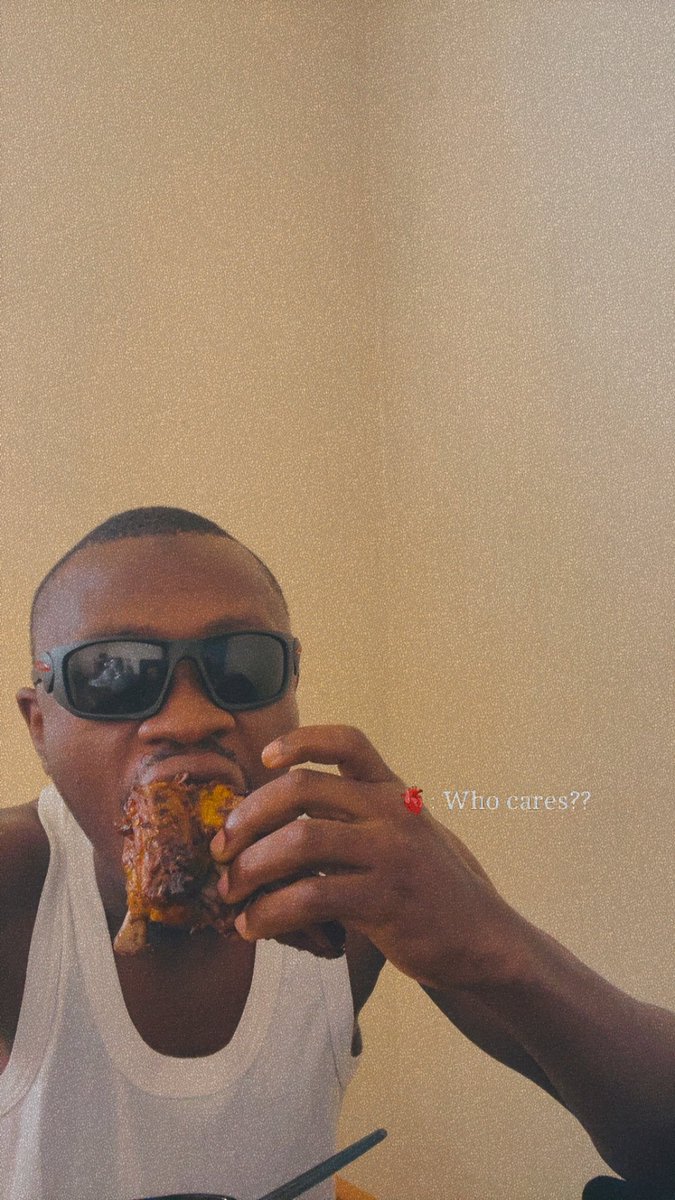 “No chop am na your mutual”
Me: