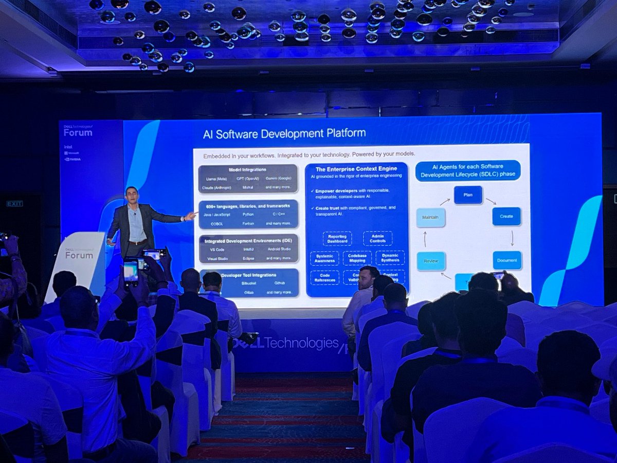 Dell_IN's tweet image. Tabnine Enterprise powers our #AICodeAssistant, secure, on-prem, and model-agnostic. It plugs into existing IDEs, protecting IP while fitting into developers’ workflows. Shankar Subramanian, General Manager Sales – AI Pursuit, APJ, shares at #DellTechForum.
#AIWithDell