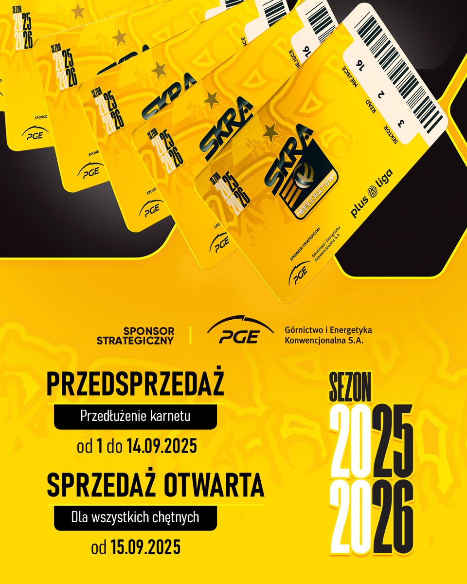 Ale się cieszymy - przedłużacie karnety aż miło! 💛🖤
Od 15.09. otwarta sprzedaż dla wszystkich!
Kup zanim ktoś Cię wyprzedzi 😆