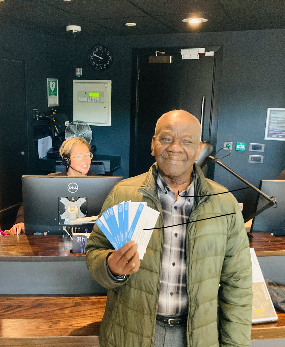 Great to see Royal Welsh College of Music &amp; Drama - Coleg Brenhinol Cerdd a Drama Cymru Community Member and Race Council Cymru Windrush Cymru Elder, Mr Gittins picking up his tickets for Hamlet and Mr Burton at College this morning!