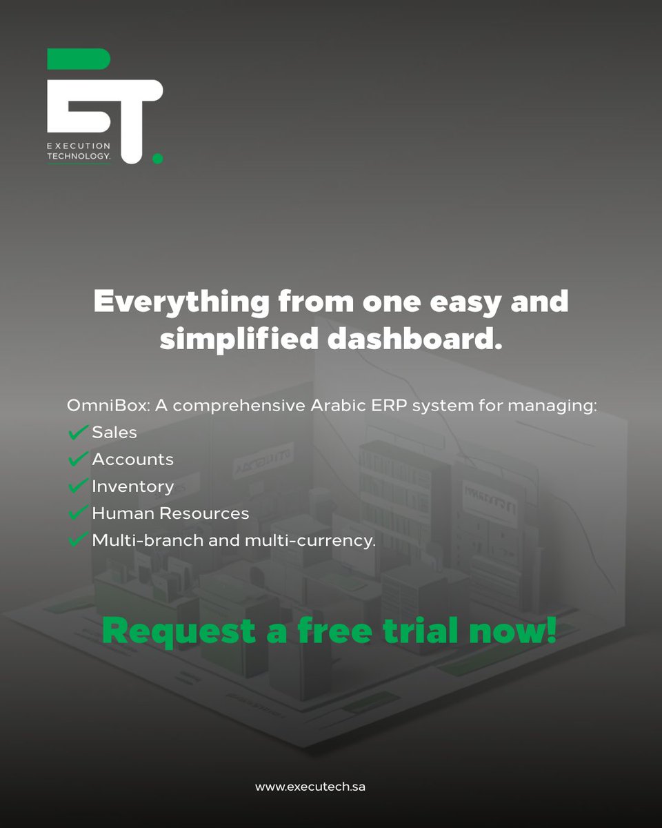executech_sa's tweet image. #OmniBox – The Arabic #ERP  built for smart #companies.
Book your demo today!
#Executech