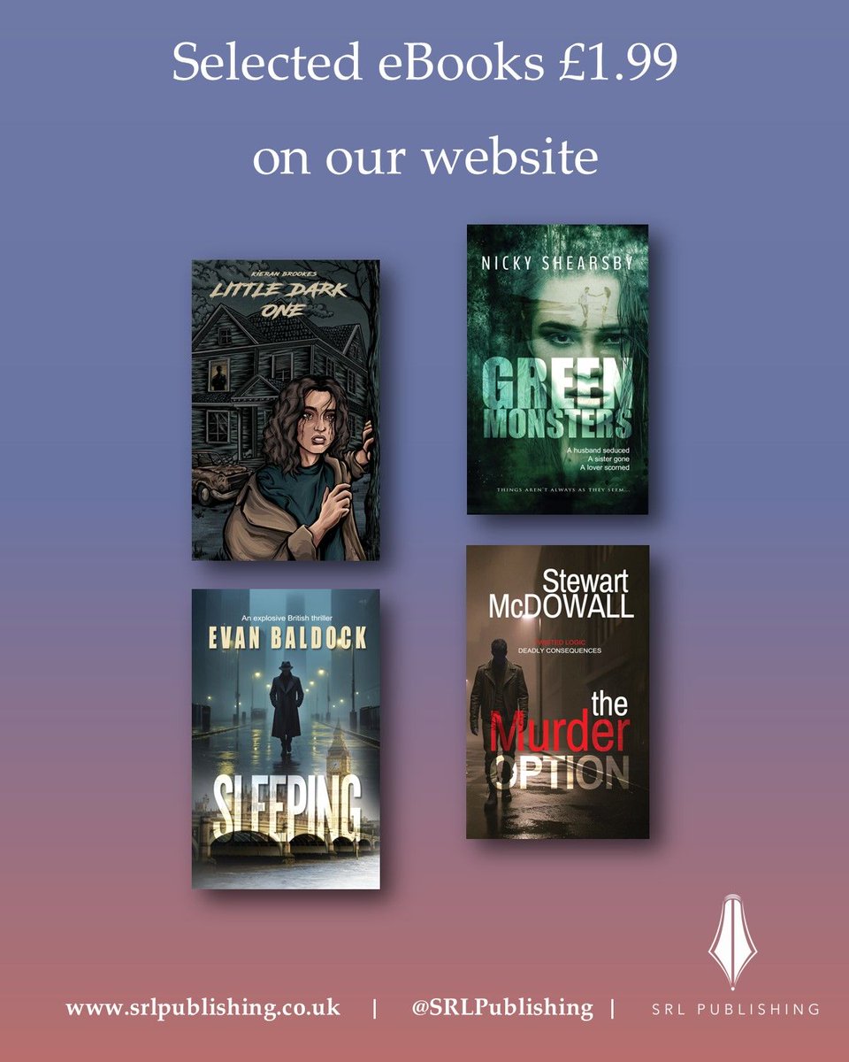 We're having an eBook sale!

Get these four thriller titles on our website for just £1.99 - ends Friday.

srlpublishing.co.uk/product-catego…