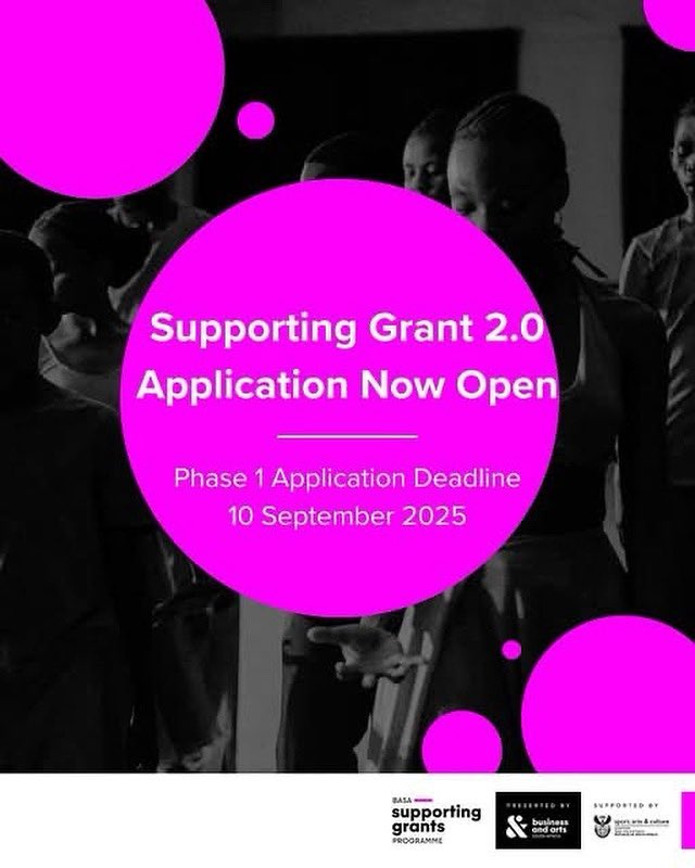 SportArtsCultur's tweet photo. #HeyFriend, the wait is over!
Applications are officially OPEN for Business and Arts South Africa's (BASA) Supporting Grants Programme 2.0 

Don’t miss out on an exclusive opportunity to get the support you need, this is an exciting new direction. 

Whether you’re a creative, entrepreneur, or business leader - apply, collaborate, and make the most of this opportunity. Apply and share with those in the industry.

📅 Deadline Date: 10 September 2025
More: https://t.co/y5uAVTq0SW 
For enquiries, please contact sipho@basa.co.za. 

The Supporting Grants 2.0 Programme is proudly supported by the Department of Sport, Arts and Culture.

#BASA #SupportingGrants2.0 #ArtsSupport #CreativeEconomy #InspiringANationOfWinners
