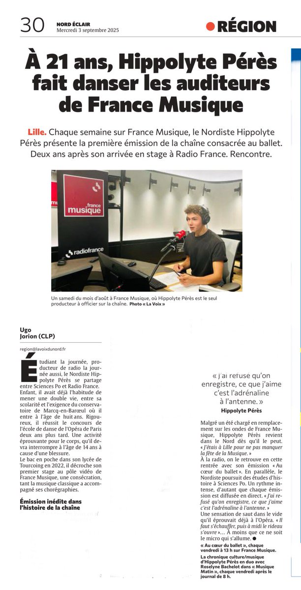 À 21 ans, Hippolyte Pérès fait danser les auditeurs de France Musique via <a href="/NordEclairWeb/">Nord éclair</a> francemusique.fr