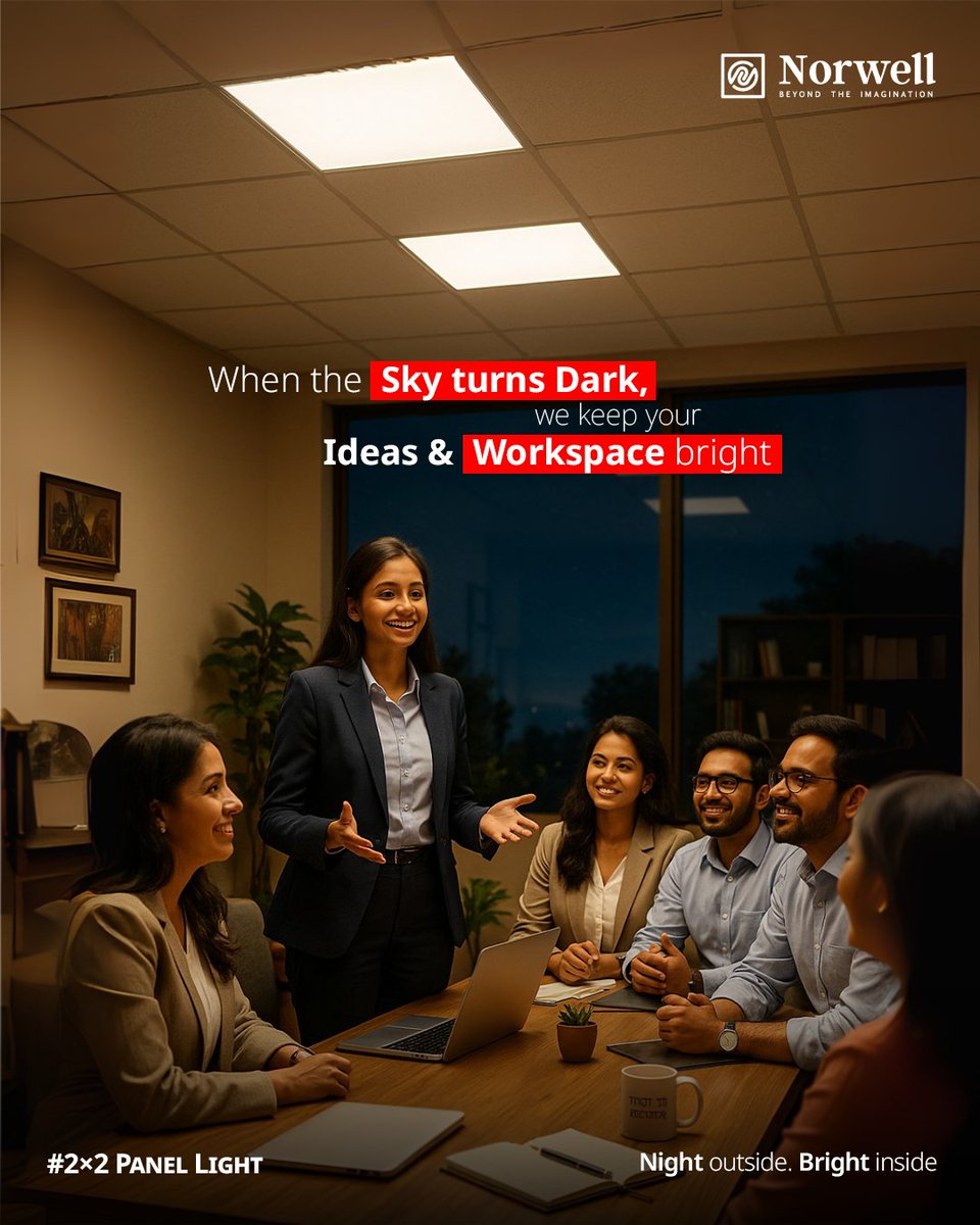 NorwellIndia's tweet image. ✨ When the sky turns dark, Norwell’s SkyGlow Panel Light keeps your workspace bright and your ideas alive.
Glare-free. Slim &amp;amp; modern design. Ultra-bright for every setting. 🌟
.
.
#SkyGlowPanelLight #PanelLight #WorkspaceLighting #ModernLighting #OfficeLights #BrightIdeas