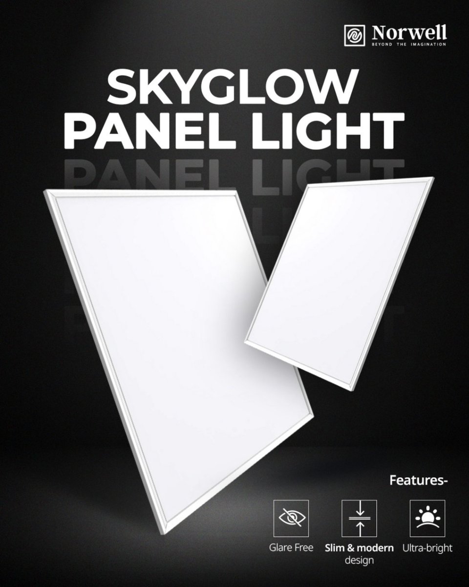 NorwellIndia's tweet image. ✨ When the sky turns dark, Norwell’s SkyGlow Panel Light keeps your workspace bright and your ideas alive.
Glare-free. Slim &amp;amp; modern design. Ultra-bright for every setting. 🌟
.
.
#SkyGlowPanelLight #PanelLight #WorkspaceLighting #ModernLighting #OfficeLights #BrightIdeas