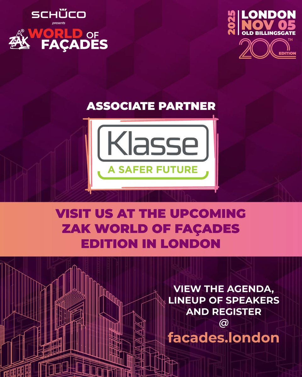 Klasse will be attending Zak World of Façades in London on November 5th!

Meet our team to discuss your external sheathing board and rainscreen insulation requirements. Register here - facades.london

#zak #facades #construction #building #sheathingboards #Klasse