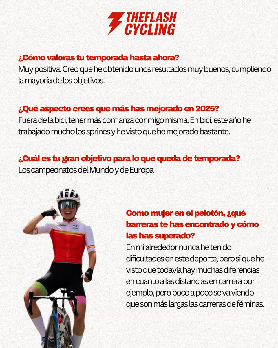 TheFlashCycling's tweet image. 🔴 PREGUNTAMOS A… Irati Aranguren 🔴
17 años, la corredora del @andoaingotxe brilla en el pelotón:
🏆 Ganadora Copa de España
🚴‍♀️ A prueba con @LaboralKutxaTeam

En 8 preguntas nos cuenta:
⚡ Objetivos
⚡Ciclismo femenino 
⚡Curiosidades 

¿Hasta dónde llegará? 🚀