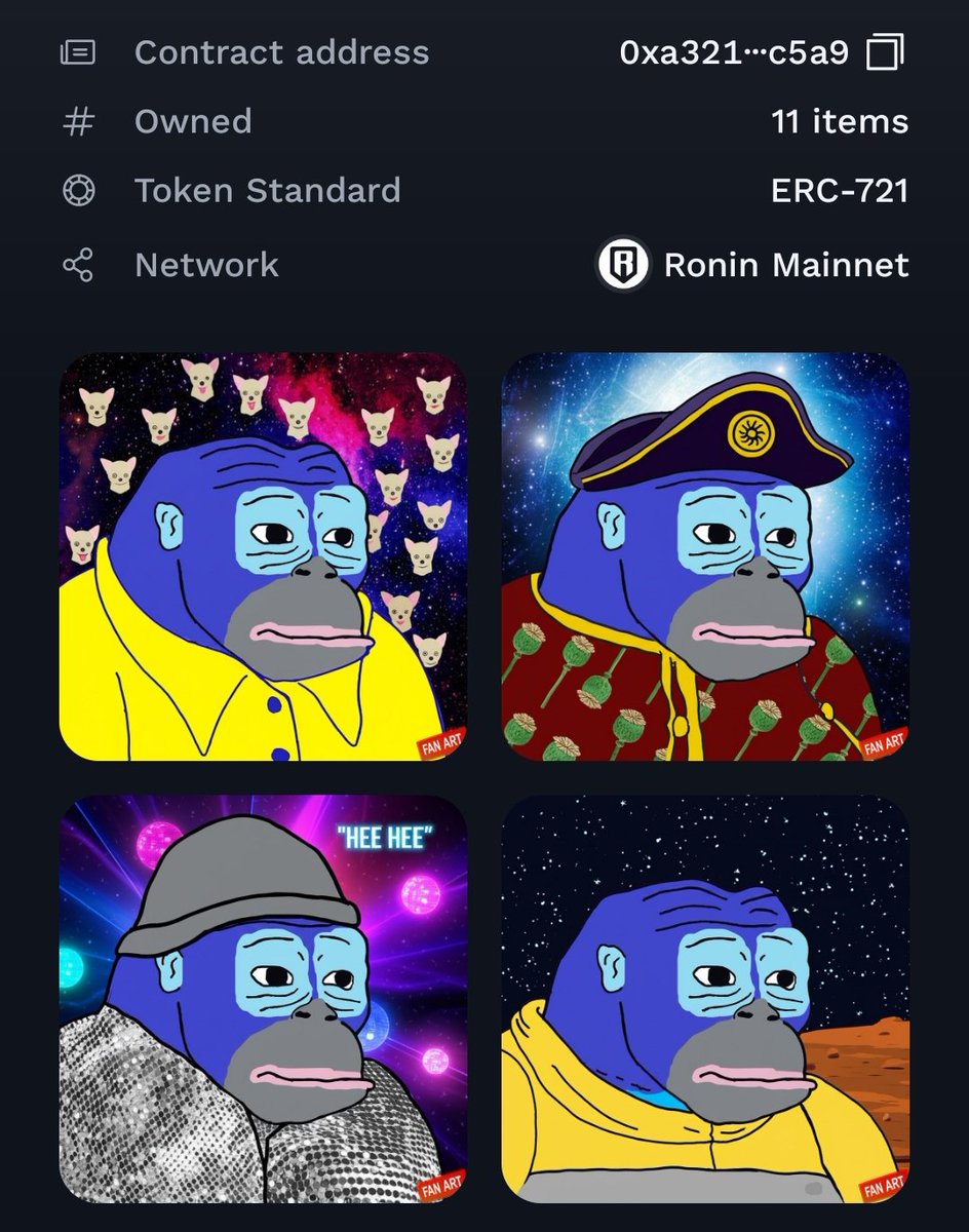 Prismrangers's tweet image. One of these @RonkeOnRon PFPs could be yours in the next 11 days 👀

Which one’s your favorite?