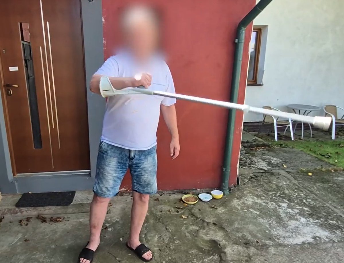 Tohle je Vláďa. Nájemný invalidní důchodce. Vlastní poloautomatickou berlu s optikou. Kadence dvě rány za minutu.
Úplný John Wick z Dobré.
Celý atentát pečlivě plánoval, vzal si léky, nakrmil sousedovic kocoura drůbeží kapsičkou, sedl do Dacie a vydal se na místo. Splynul s