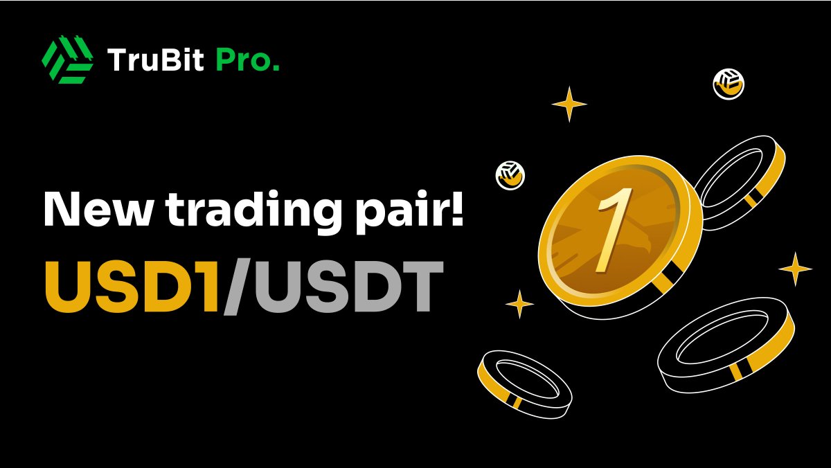 🔥 New listing on TruBit Pro!

The stablecoin USD1 from <a href="/worldlibertyfi/">WLFI</a>
(1:1 USD-backed, +$21B market cap) is now available on TruBit Pro.

✅ Global liquidity trading
✅ Institutional custody with <a href="/BitGo/">BitGo</a>
✅ Fastest-growing stablecoin in 2025

👉 Start trading now on TruBit Pro: