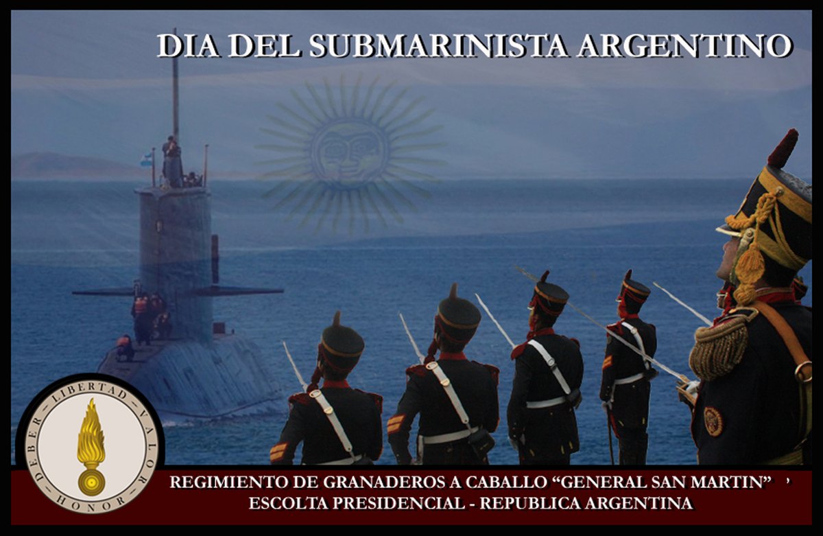 DIA DEL SUBMARINISTA ARGENTINO
En el día que recordamos a los submarinistas argentinos, hacemos llegar nuestro saludo y permanente homenaje a la tripulación del ARA San Juan y su familia.
 #SomosPatria #HerederosDelLibertador #UnRegimientoConHistoria #SomosHistoriaViva