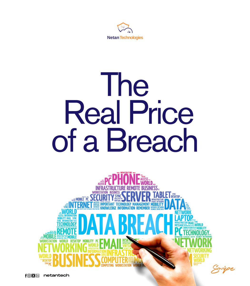 NetanTech's tweet image. One cyber attack and boom your money, your reputation, and even your customers can vanish overnight.

• Fines + legal wahala.

• Customers who’ll never trust you again.

• Business on pause while revenue stops flowing.

The real price of a breach? It’s way more than you think