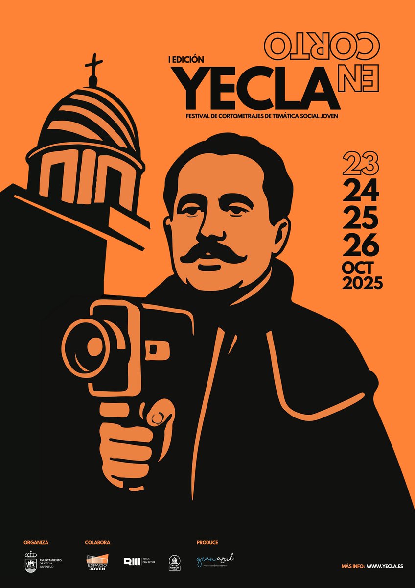 AytoYecla's tweet photo. 🎬 I Edición de '#Yecla en Corto', Festival de cortometrajes de temática social joven.

🎥 Del 23 al 26 de octubre, Yecla acogerá este Festival nacional que apuesta por el cortometraje como motor de reflexión social y participación juvenil.

ℹ️ Más info: https://t.co/6BNDuByNUI https://t.co/mkhV639TvW
