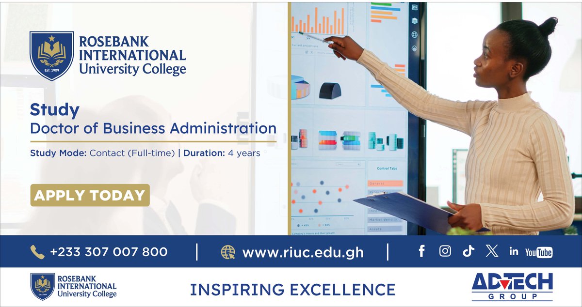 RIUC_GH's tweet image. Lead with Impact | Study Doctor of Business Administration (DBA), a 4-year full-time program designed for professionals aiming to make high-level strategic decisions and drive business excellence.
📝 Apply Now: bit.ly/4exHBpd
#RIUC #2026Admissions #DBAProgram