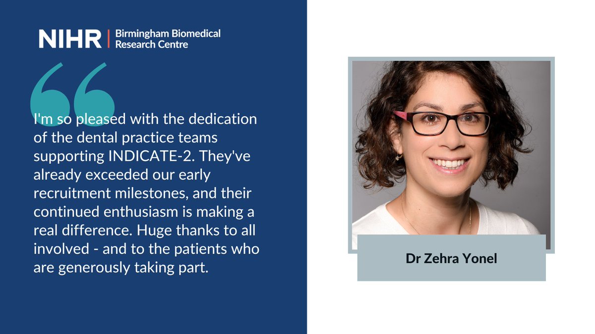 Exciting update 📣
The INDICATE-2 study, funded by <a href="/Haleon_health/">Haleon</a>, is trialling a new pathway to spot Type 2 diabetes early in dental practices - and has already recruited 1,775 participants, more than double the August target. Thanks to all involved!
🔗birminghambrc.nihr.ac.uk/news-and-event…