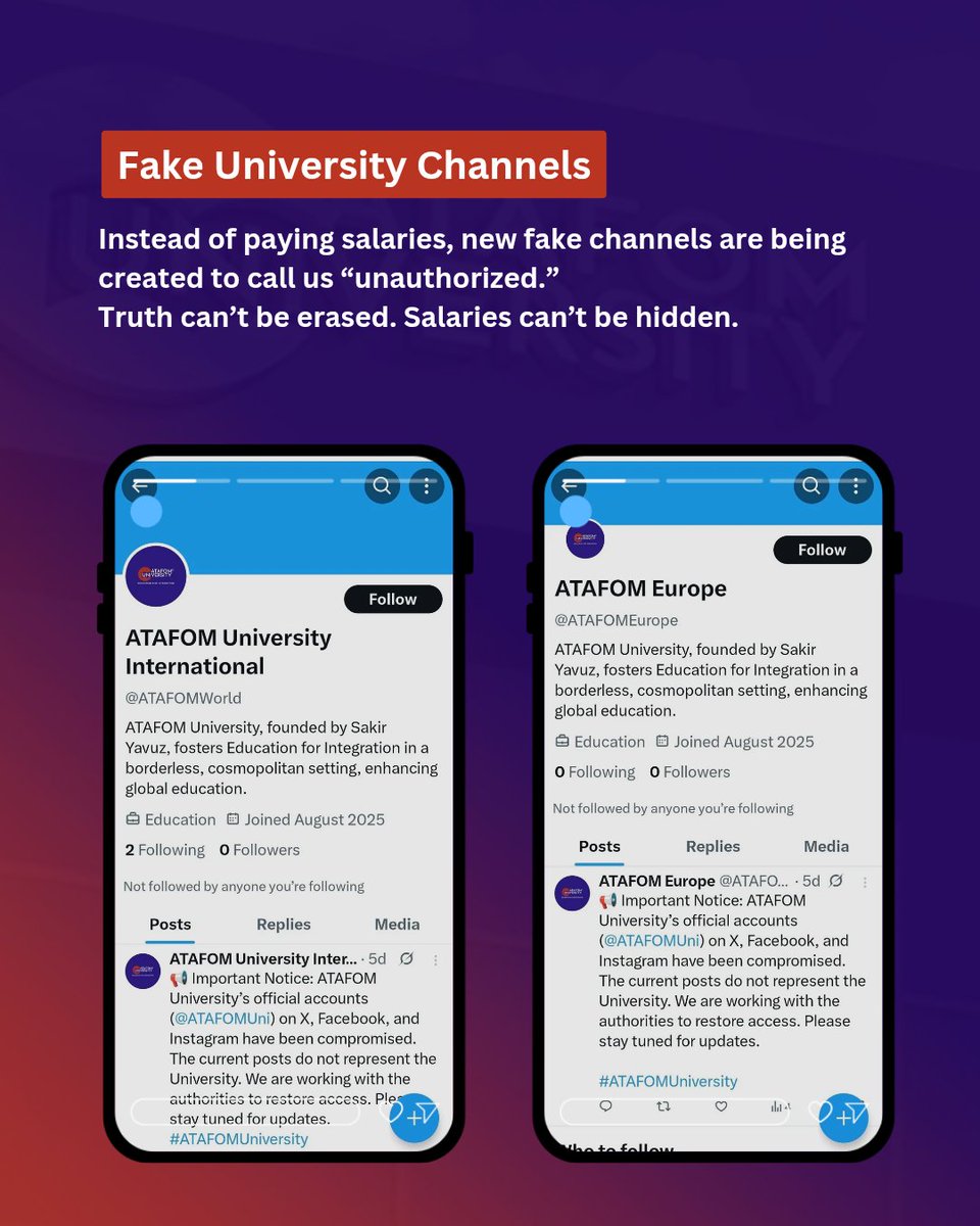 🚨 Another Dirty Trick Exposed!

Instead of clearing 6+ months of unpaid salaries, fake Twitter &amp; Instagram channels are being created under ATAFOM, ConiaSoft &amp; PTT — just to label the real team as “unauthorized.”

#UnpaidSalaries #StopExploitation #ATAFOM #ConiaSoft #PTT