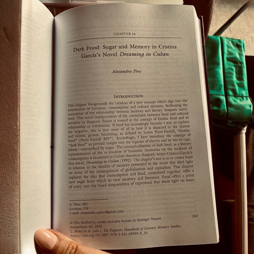 Dr Alessandra Pino (@dr_alessandra_p) on Twitter photo My work on dark food has been published in The Palgrave Handbook of Literary Memory Studies.
Very pleased to finally hold a physical copy <a href="/Palgrave/">Palgrave Macmillan</a>
It’s a privilege to have my work on dark food included in this volume alongside such excellent scholarship. My work on dark food has been published in The Palgrave Handbook of Literary Memory Studies.
Very pleased to finally hold a physical copy <a href="/Palgrave/">Palgrave Macmillan</a>
It’s a privilege to have my work on dark food included in this volume alongside such excellent scholarship.