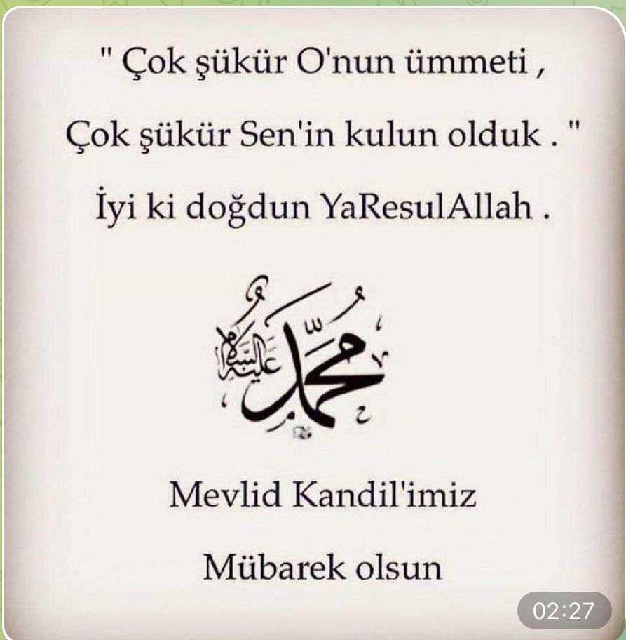 Mevlid kandilimiz mübarek olsun 🙂