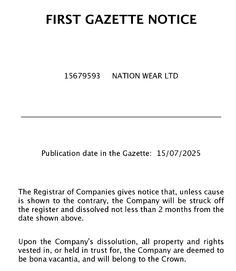 2 days after his rally on 13 September, Tommy Robinson's (Turkish) merch company is due to be struck off