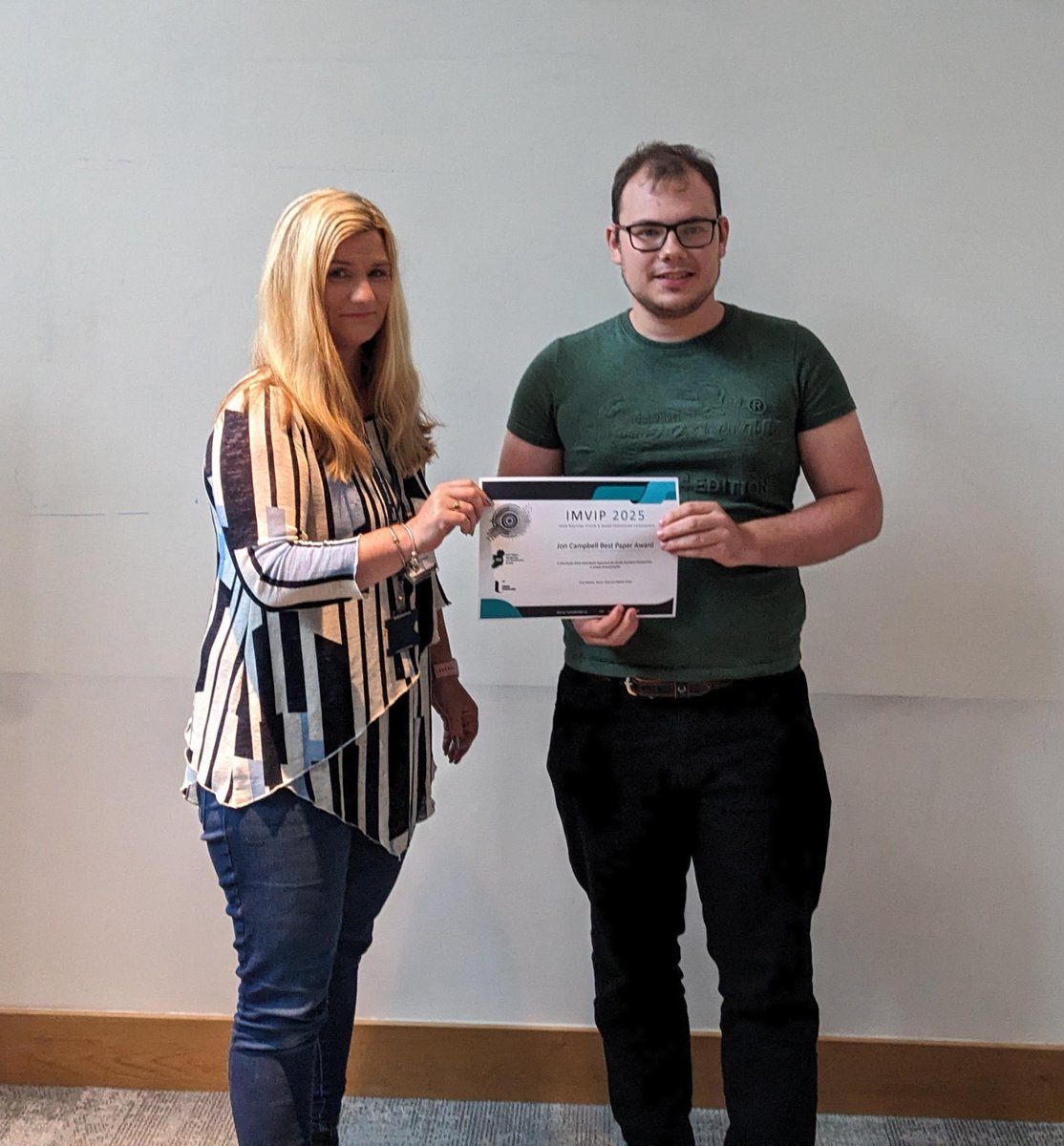 Congratulations to the winners of the Jon Campbell Best Paper Award at #IMVIP2025 Evan Murphy et al. for their paper: "A Stochastic Birth-and-Death Approach for Street Furniture Geolocation in Urban Environments"
