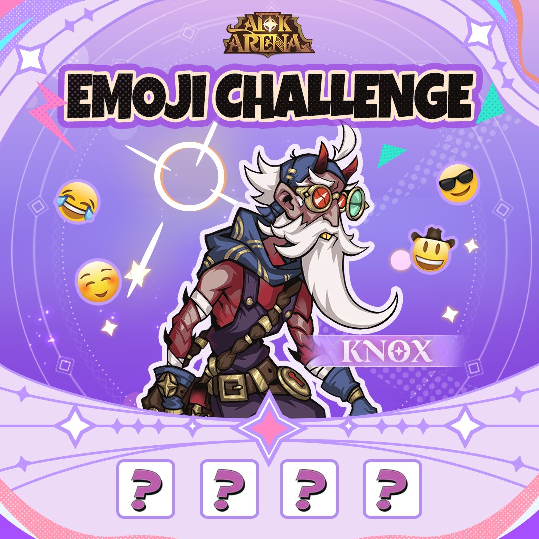 😇AFK EMOJI CHALLENGE IS HERE!😇

Can you describe Knox using only 4 emojis?! 

💎 Rewards 💎
The Top 3 most fun, creative (or cursed 😈) submissions will earn 1,000 Diamonds each!

📅 Submission time: Sep 3-10 (8AM UTC)

📌 Rules:
- Pick 4 emojis that best represent Knox, and