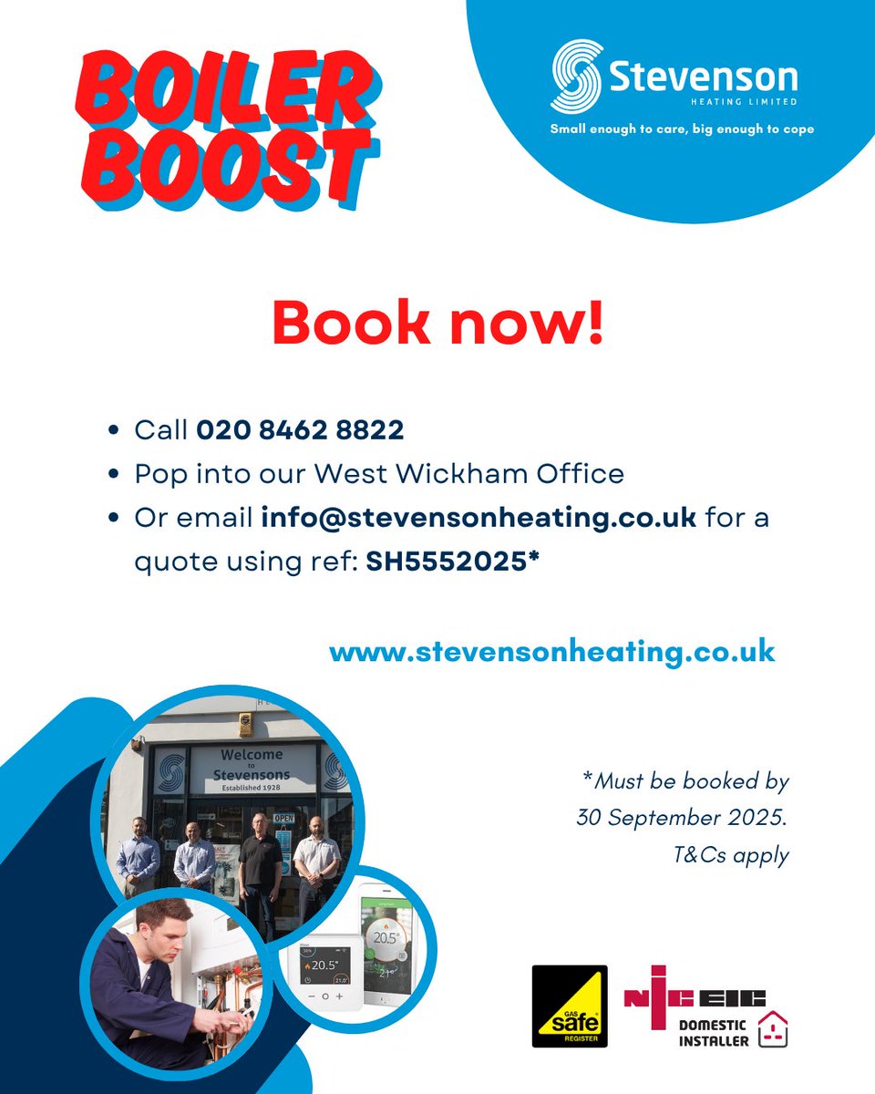 🌡️ Your #boiler needs an #annualservice to:

🛠️ Prevent #breakdowns
🛠️ Ensure #heating works efficiently
🛠️ Save money on energy bills 

And don't forget our Boiler Boost to save £500 off a new boiler!

Contact us to book your service or boiler upgrade today!