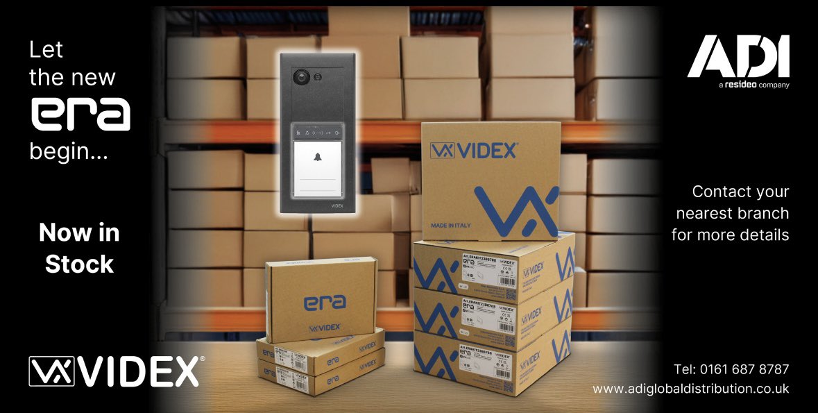 VidexSecurity's tweet image. 📦 In stock at @ADIGlobalUK our new ERA system! 🤩 The ERA panel is available from ADI branches across the UK. Designed to deliver simple, reliable #doorentry in any setting, it’s easy to install &amp;amp; built to last 🙌🏽 Find your nearest branch or call ADI on 0161 687 8787 for details
