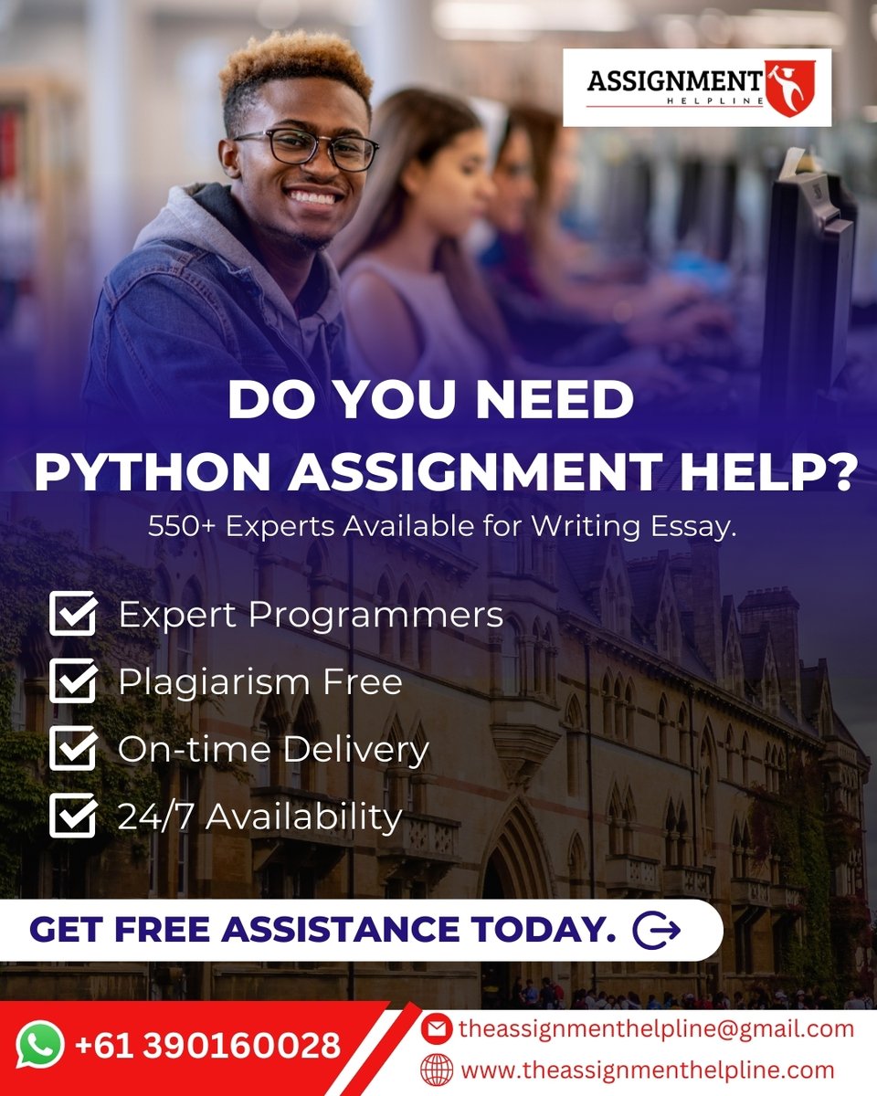 _the_assignment's tweet image. 🚀 Struggling with Python assignments? Let our expert programmers handle it for you!
📩 Get FREE Assistance Today & score higher!
📞 Contact us: +61 390160028
📧 theassignmenthelpline@gmail.com
🌐 theassignmenthelpline.com
#PythonAssignmentHelp #ProgrammingHelp #CodingAssignments