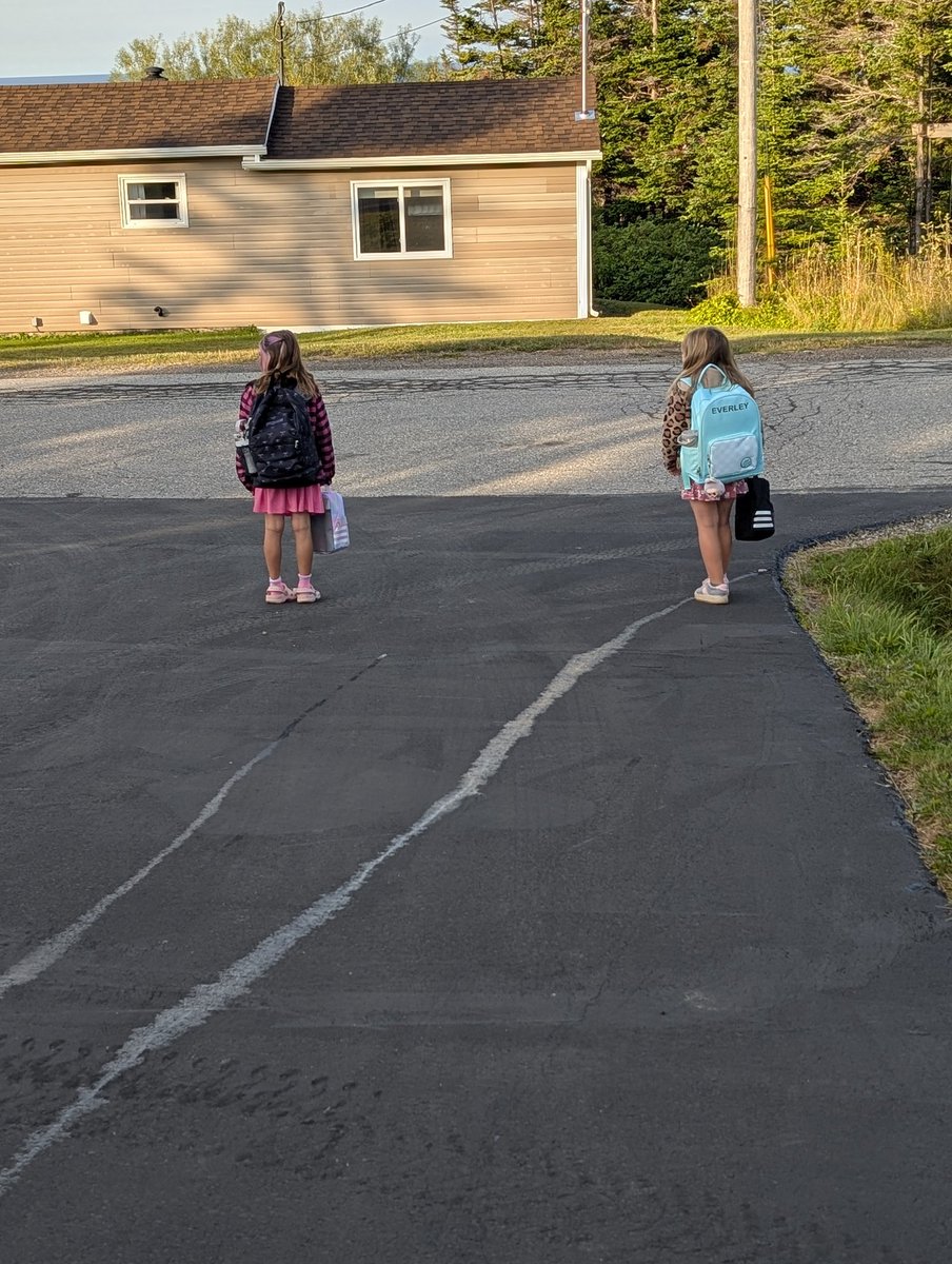 First day of school 🏫 for the girls!  Summer felt like it flew by this year! They're in grade 4&amp;5 this year, and they're in separate classrooms too. The whole making lunches again is going to get old real fast tho...when is the school lunch program coming out this way?