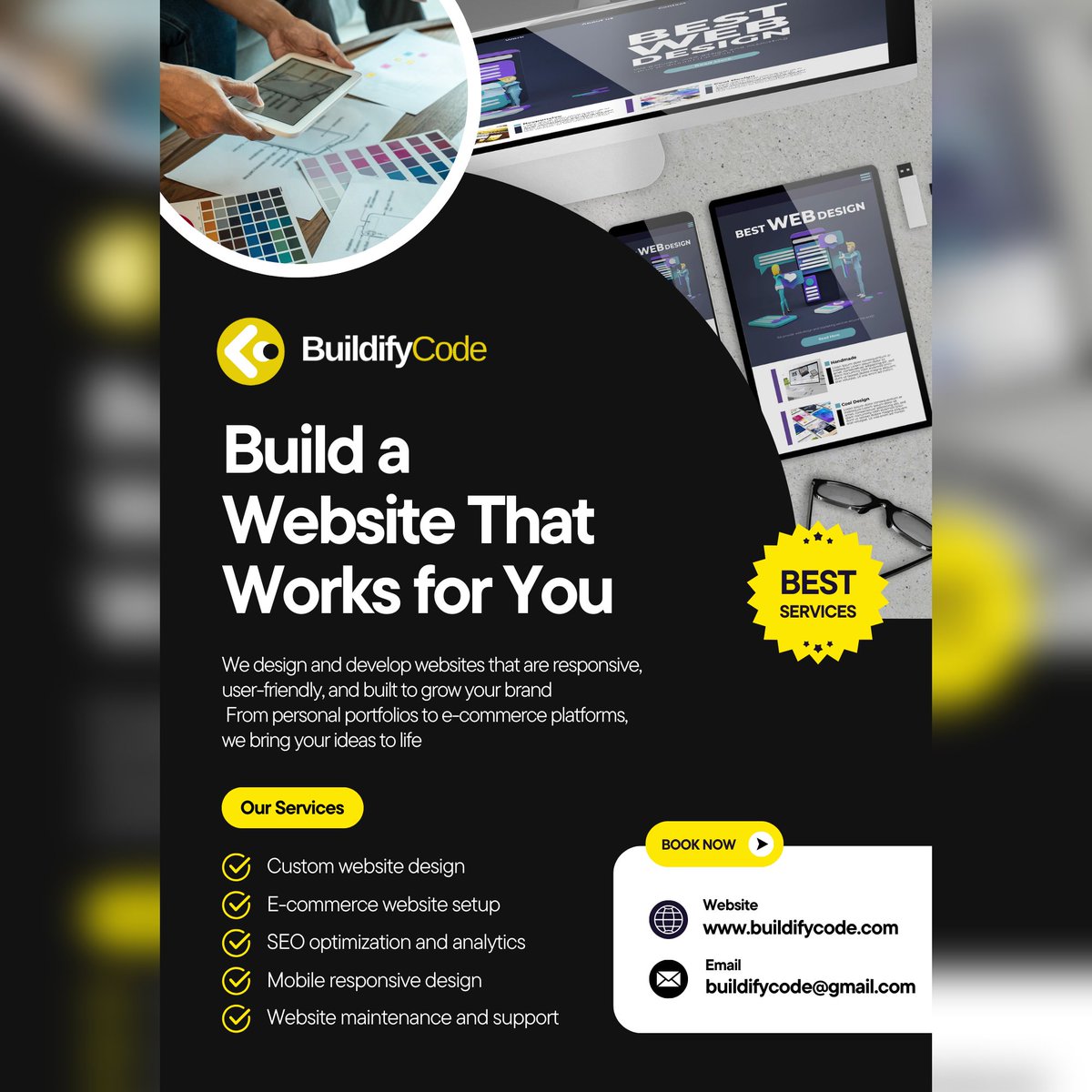 buildifycode's tweet image. Still running your business without a proper website?
Let BuildifyCode.com build a clean, mobile-friendly website that gets you more customers and credibility — fast.
✅ Online store for IG vendors
✅ Business website with contact form
✅ Booking sites for coaches, salons