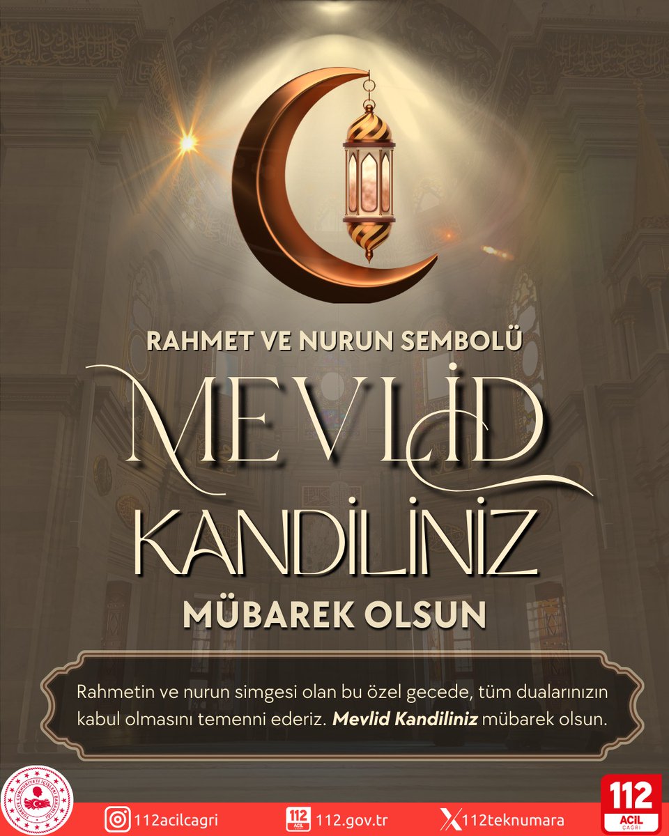 Muğla 112 Acil Çağrı Merkezi Müdürlüğü (@mugla112acm) on Twitter photo Mevlid Kandiliniz Mübarek Olsun.
<a href="/TC_icisleri/">T.C. İçişleri Bakanlığı</a>
<a href="/112teknumara/">112 Acil Çağrı Merkezleri</a>
<a href="/tcmuglavaliligi/">Muğla Valiliği</a> Mevlid Kandiliniz Mübarek Olsun.
<a href="/TC_icisleri/">T.C. İçişleri Bakanlığı</a>
<a href="/112teknumara/">112 Acil Çağrı Merkezleri</a>
<a href="/tcmuglavaliligi/">Muğla Valiliği</a>