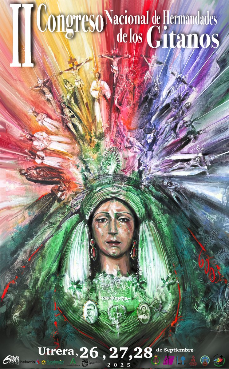 𝗖𝗔𝗥𝗧𝗘𝗟 𝗗𝗘𝗟 𝗜𝗜 𝗖𝗢𝗡𝗚𝗥𝗘𝗦𝗢 𝗡𝗔𝗖𝗜𝗢𝗡𝗔𝗟 𝗗𝗘 𝗛𝗘𝗥𝗠𝗔𝗡𝗗𝗔𝗗𝗘𝗦 𝗗𝗘 𝗟𝗢𝗦 𝗚𝗜𝗧𝗔𝗡𝗢𝗦

Queda presentado el cartel anunciador del II Congreso Nacional de Hermandades Gitanas, obra del artista utrerano Abraham Pinto.

#IICongresoNacionalHHLosGitanos