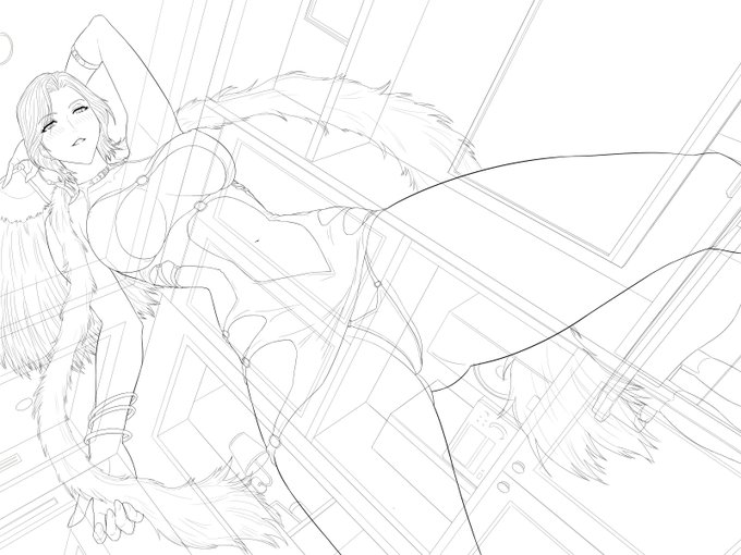 #皆さん線画と塗った後を見せてください 