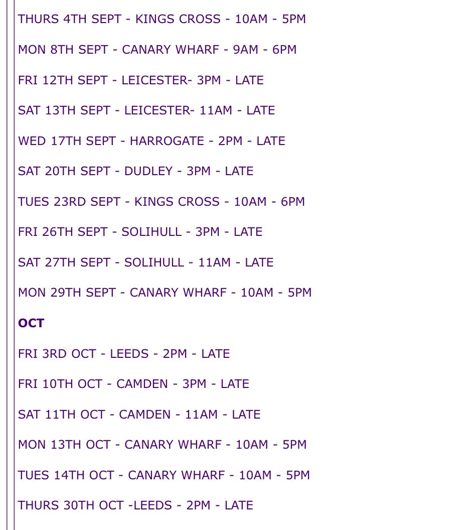 Upcoming tours! 

Please message number to book

Be prepared to pay a deposit - and time wasters will be blocked I can spot you in 3.2seconds 😂

07584 113247