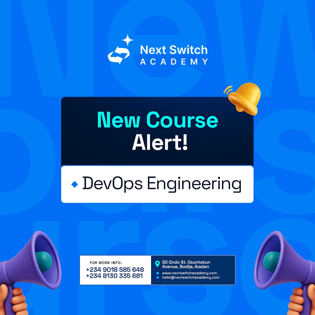 nextswitch_'s tweet image. DevOps = the bridge between devs &amp;amp; IT.
With it, you’ll:
✅ Speed up delivery
✅ Cut errors &amp;amp; downtime
✅ Automate tasks
✅ Become every tech team’s MVP

📅 Starts Sept 15 | 📍 Ibadan &amp;amp; Virtual
DM or WhatsApp +2349018585648 to join!
#NextSwitchAcademy #DevOps