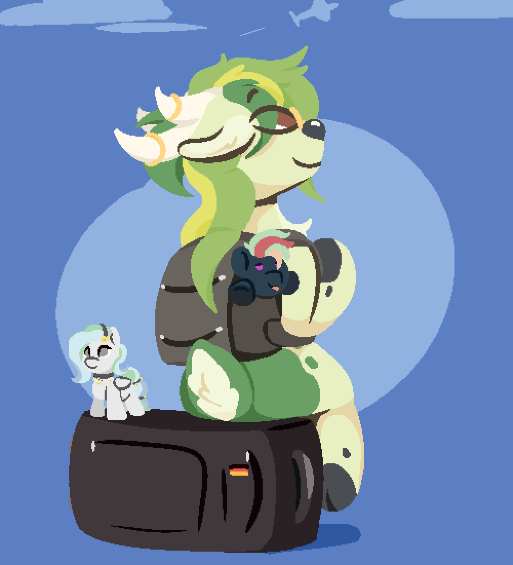 This deer is ready for the (long) trip to Galacon ! ✈️
#mlp #deer