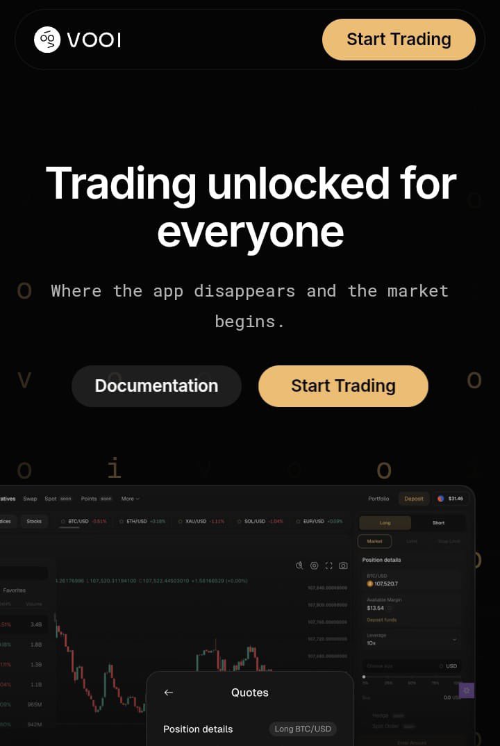 Misstephh's tweet image. Imagine trading like you’re on Binance smooth, fast, liquid. 

But instead of trusting Binance, you keep full control of your keys. 

That’s the VOOI experience.