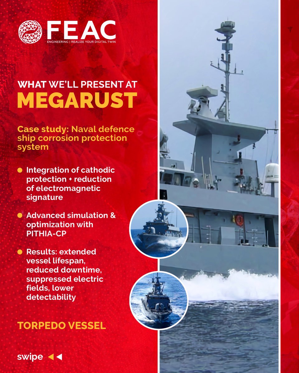 FEACEngineering's tweet image. @FEACEngineering  is coming to the United States for @NavalEngineers  -  𝐌𝐄𝐆𝐀𝐑𝐔𝐒𝐓 𝟐𝟎𝟐𝟓!

#FEAC #PithiaCP #MegaRust #BEM #ASNE #DigitalTwin #Simulation #SIEMENS #DigitalIndustrySoftware #CathodicProtection #Corrosion