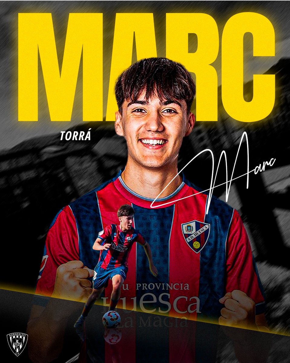 BarakaldoCF's tweet photo. 🚨El Barakaldo CF incorpora a Marc Torrá (21 años) para reforzar el centro del campo.

Centrocampista ofensivo con mucha calidad técnica, visión de juego y capacidad de asociación. Llega desde la @SDHuesca B, donde la pasada temporada disputó 30 partidos y anotó 4 goles, además de formar parte de la dinámica del primer equipo durante todo el curso. 

Un jugador polivalente, creativo y de proyección para el club.

¡Benvingut, @m_torra_ ! 💛🖤