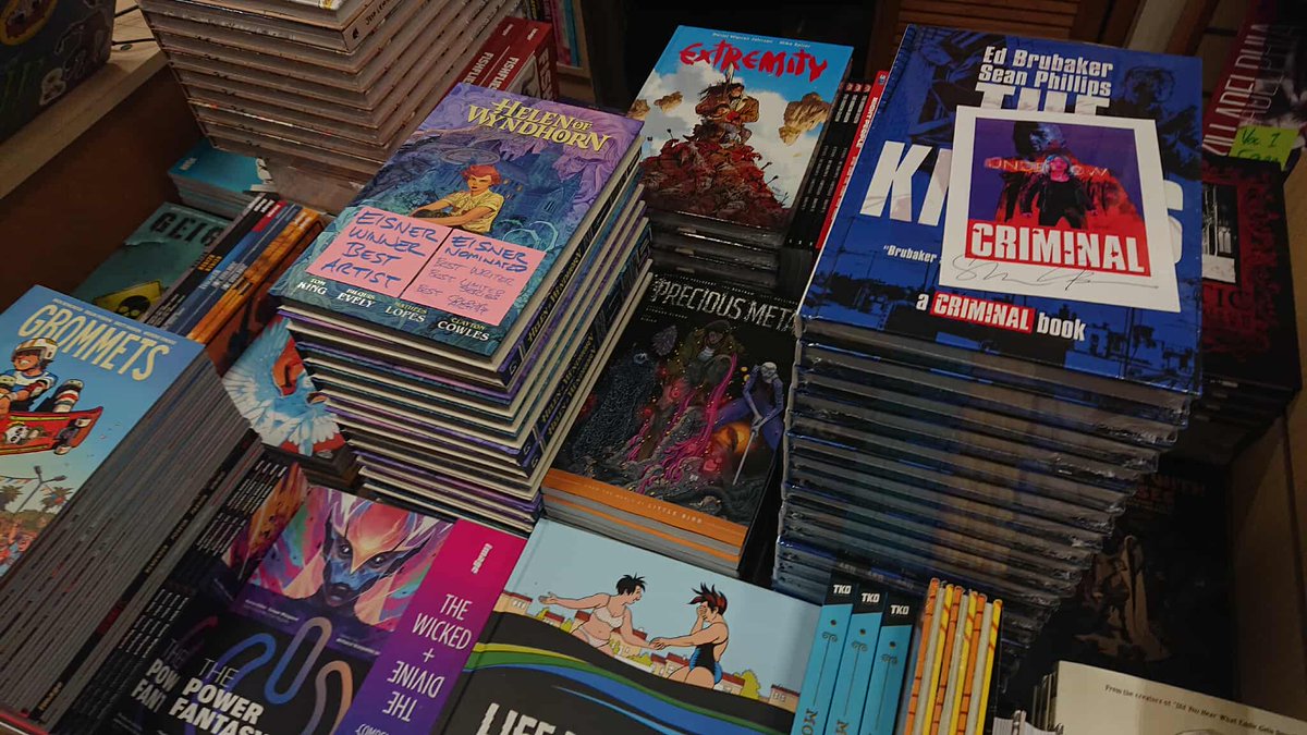 OKComics's tweet image. Back in stock and ready to rock!
All our copies of the new epic Criminal book, The Knives, come with an exclusive bookplate bookplate signed by #SeanPhillips and #JacobPhillips. We have plenty in stock, but get in quick, these will sell quick. 
okcomics.co.uk/products/the-k…