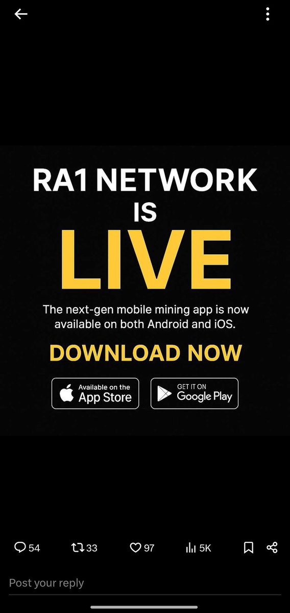 AliAk172's tweet image. @RA1Network RA1 Network is Officially LIVE!

Download Now &amp;amp; Start Mining:
Referral code. 2TKd3kg
Android:
play.google.com/store/apps/det…

iOS:
apps.apple.com/ca/app/ra1-net…

RA1 Network – Blockchain Beyond Borders. Utility Beyond Limits.
⸻
#RA1Network #CryptoMiningApp #MobileMining