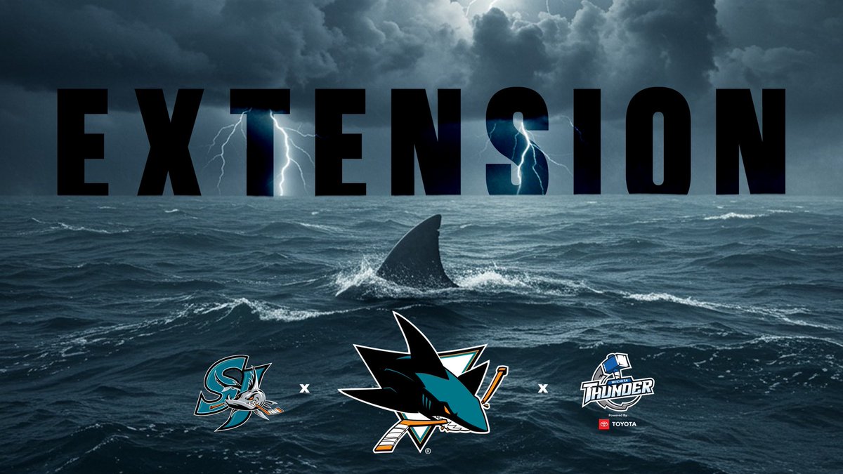 Wichita_Thunder's tweet photo. It’s official — our affiliation with the @SanJoseSharks &amp; @sjbarracuda is extended through 2025–26! 🦈⚡️
Details: https://t.co/c4nRTQL45N https://t.co/l4igLJCSKW