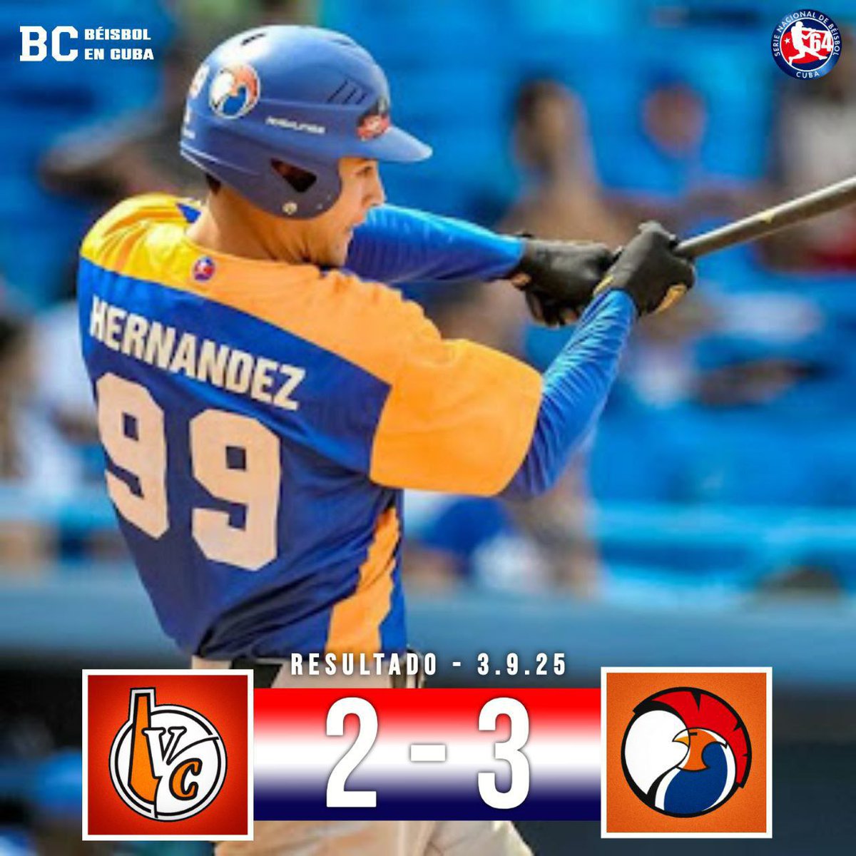 CONAVIL - Empresa de Construcción y Montaje (@conavil_ecm) on Twitter photo 🇨🇺 64 Serie Nacional de Béisbol 🇨🇺
Temporada Regular
Subserie #1
Juego 1
🗓 3/09/25
🏟 "José Antonio Huelga"
C H E
VCL 2 5 1
SSP 3 8 1
JG: Fernando Betanzos (1-0)
JP: José Carlos Quesada (0-1)
<a href="/Conavil_ECM/">CONAVIL - Empresa de Construcción y Montaje</a> #LatirAvileño #100AñosConFidel 🇨🇺 64 Serie Nacional de Béisbol 🇨🇺
Temporada Regular
Subserie #1
Juego 1
🗓 3/09/25
🏟 "José Antonio Huelga"
C H E
VCL 2 5 1
SSP 3 8 1
JG: Fernando Betanzos (1-0)
JP: José Carlos Quesada (0-1)
<a href="/Conavil_ECM/">CONAVIL - Empresa de Construcción y Montaje</a> #LatirAvileño #100AñosConFidel